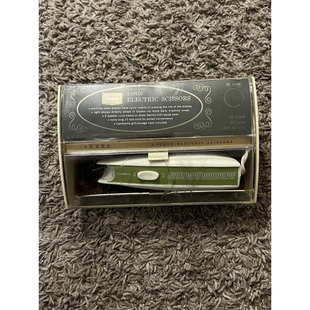 Vintage Sears 2 Speed Electric Scissors w/ Case Tested Working‎ Very Good Cond!